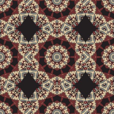 Ornaments Seamless Wallpaper. Stylized Mandala. Circular Ornamental Pattern. Vintage decorative elements. Hand drawn background. Islamic, Arabic, Indian, Ottoman, Asian motifs. Endless pattern clipart svg vector 