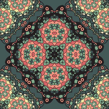 Arabic or indian mandala medallion with lace design clipart svg vector 