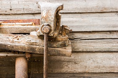 Tezgah Yardımcısı ve metin için yer bir sürü eski yıpranmış