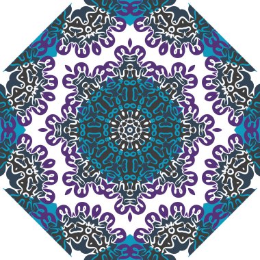 Oryantal simetrik yuvarlak desen. Hint sanat taklit.