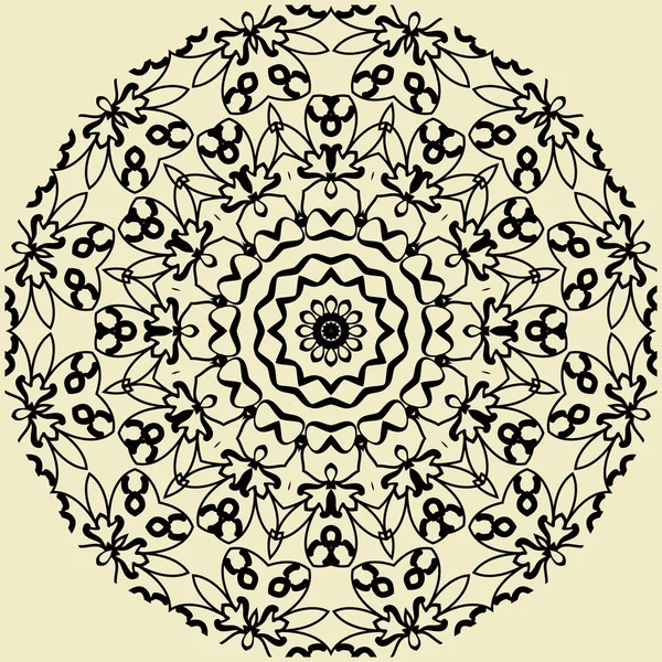 Mandala indio en contornos sobre fondo amarillo . — Archivo Imágenes Vectoriales