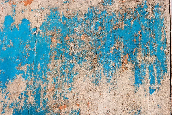 Zvětralé dřevo panel, polovinu maloval v modré, rámec pro design — Stock fotografie