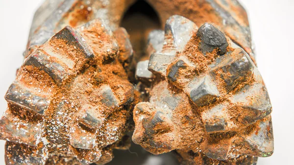 Closeup of the rusty drilling head, mining drill head closeup — Stock Photo, Image