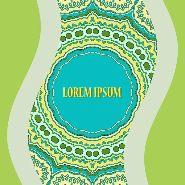 Stylized Oriental Postcard Print. Round Ornamental Symmetry Pattern. Vintage decorative element. Hand drawn artwork. Islamic, Arabic, Persian, Indian, Ottoman motifs. — Stock Vector
