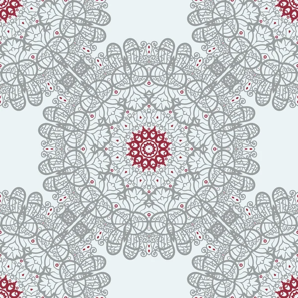 Mandala Tile Seamless Print. Symmetry Pattern. Vintage decorative element. Hand drawn artwork. Islamic, Arabic, Persian, Indian, Ottoman motifs seamless element — Stock Vector