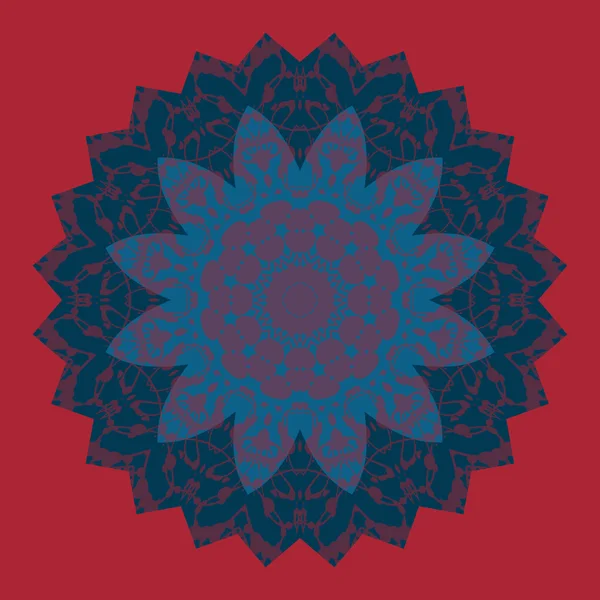 Patrón de lase redonda de motivo mandala oriental, como copo de nieve o pintura mehndi en color azul claro . — Vector de stock