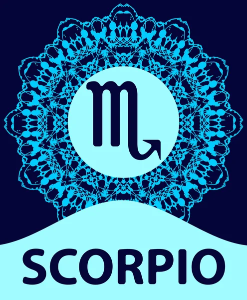 Scorpio. Scorpion. Zodiac ikon med mandala print. Vektor illustration. — Stock vektor