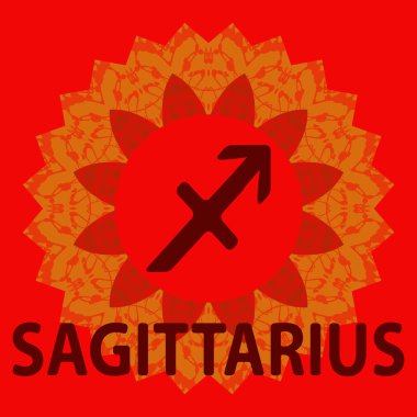 Yay. Archer. Zodyak simgesiyle mandala yazdırma. Vektör simgesi.