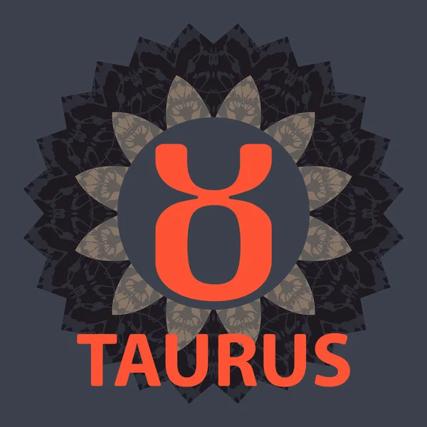 Taurus. Zodiac icon with mandala print. Vector icon. — Stock Vector