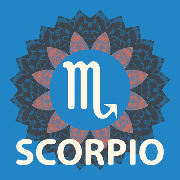 Scorpio. Scorpion. Zodiac ikon med mandala print. Vektor icon. — Stock vektor