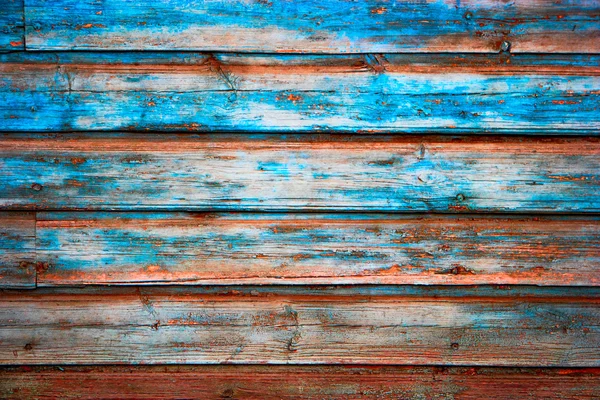 Verwitterte blau lackierte Grunge Holz Textur — Stockfoto