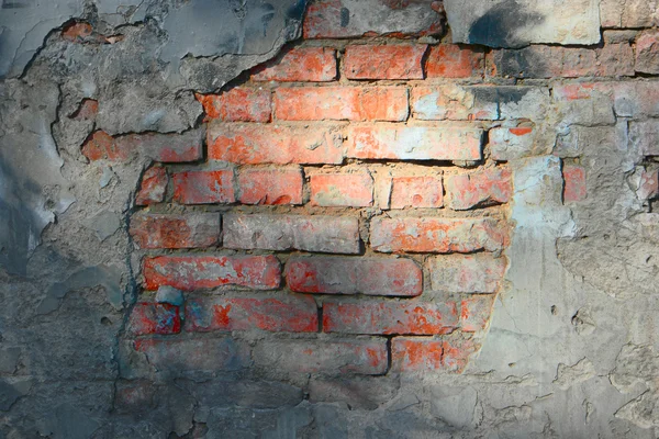 Half gepleisterd bakstenen muur — Stockfoto