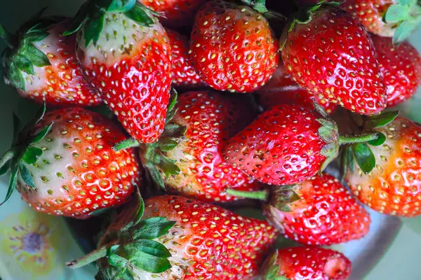 Frische Erdbeeren auf dem Teller — Stockfoto
