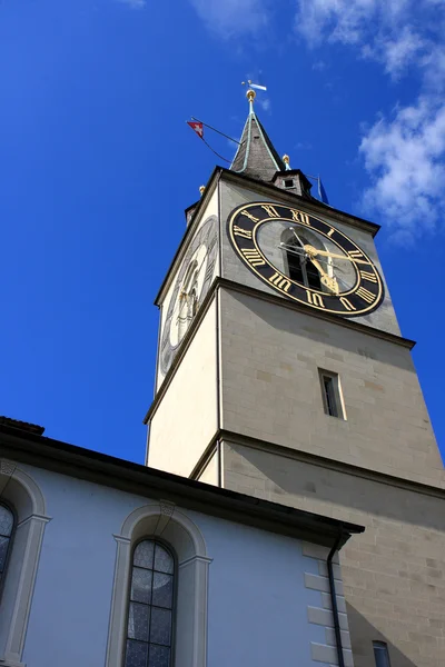 St. peter wieża kościoła, Zurych — Zdjęcie stockowe