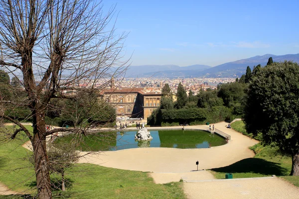 Сади Боболі і Палаццо Пітті — стокове фото