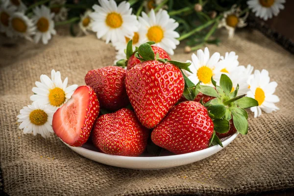 Beautiful strawberries on the  table Royalty Free Stock Photos