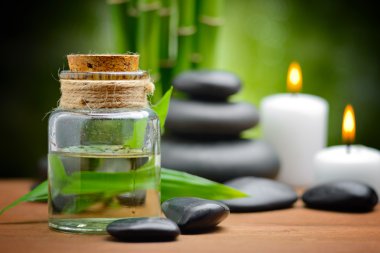 Spa natürmort zen bazalt taş ve ahşap üzerine yağlıboya spa