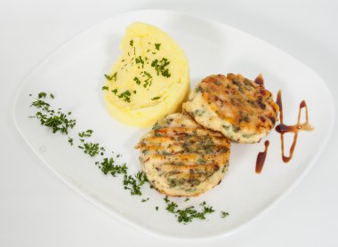 Burger patates püresi ile