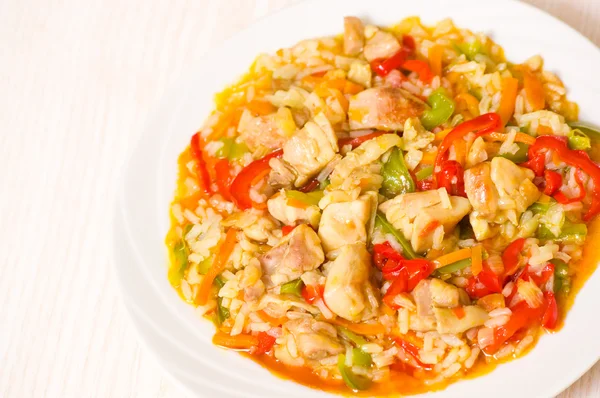구운 야채와 쌀과 고기 — 스톡 사진