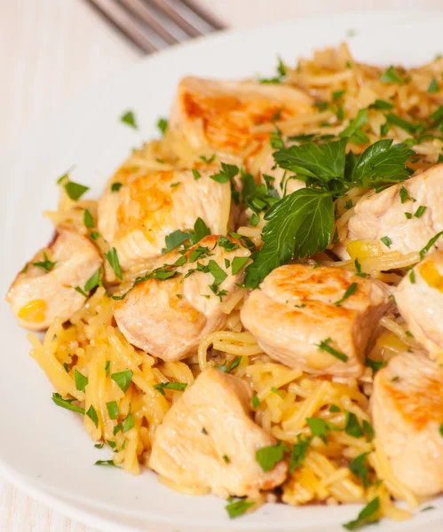 Chicken breast with pasta — Stock Photo, Image