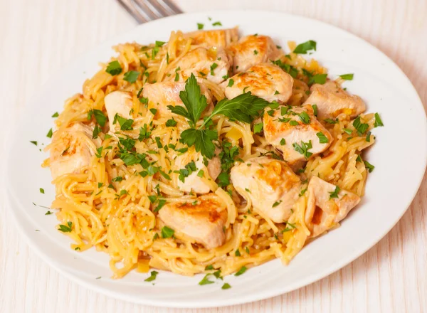 Chicken breast with pasta — Stock Photo, Image