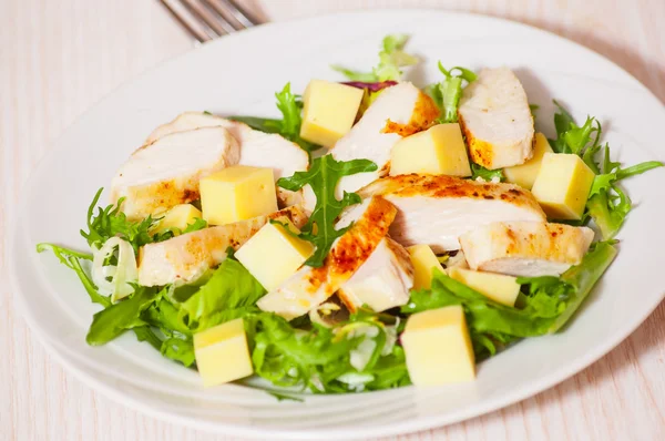 Ensalada con pechuga de pollo y queso — Foto de Stock