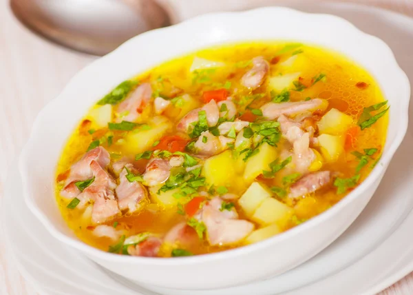 Sopa de pollo con verduras — Foto de Stock