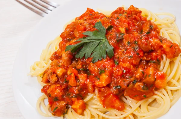 Spaghetti pasta with tomato beef sauce — Stock Photo, Image