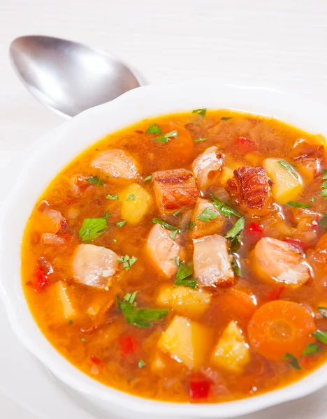 Fish soup with vegetables — Stock Photo, Image