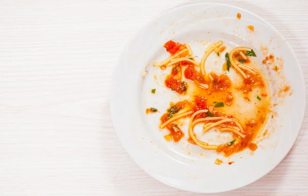 Dirty dishes. sauce smeared on a plate. — Stock Photo, Image