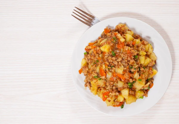 Stewed potato with minced meat — Stock Photo, Image