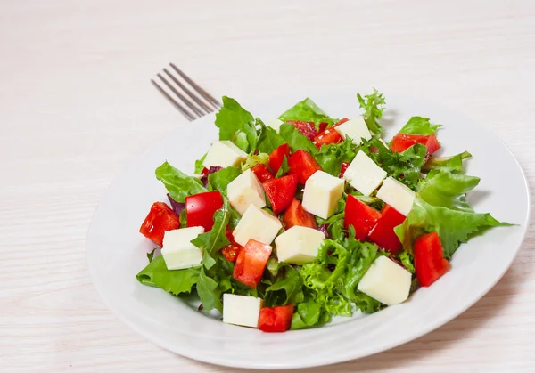 Färska grönsaker sallad med ost — Stockfoto