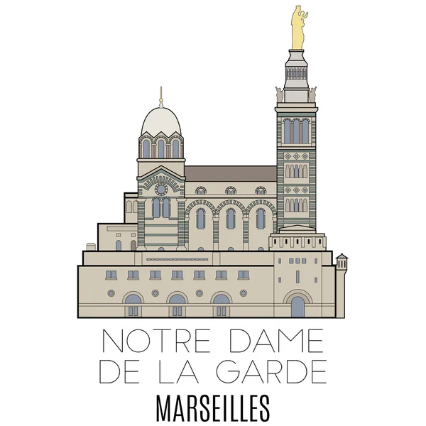 Notre Dame De La Garde, Marsiglia — Vettoriale Stock