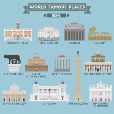 Dünya ünlü yer. İtalya. Roma. Binaların geometrik simgeler