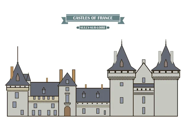 Sully-sur-Loire, Francia. Lugar famoso — Vector de stock