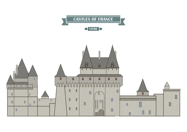 Castillo de Vitre, Francia. Lugar famoso — Vector de stock