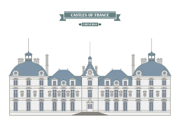Castelo Cheverny, França. Lugar famoso — Vetor de Stock