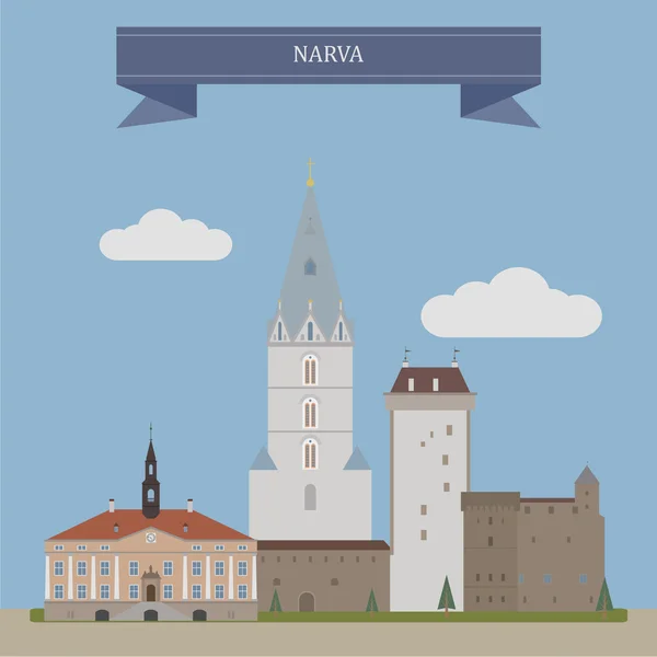 Narva, Estland. berühmte Orte — Stockvektor