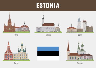 Famous Places of Estonian Cities clipart