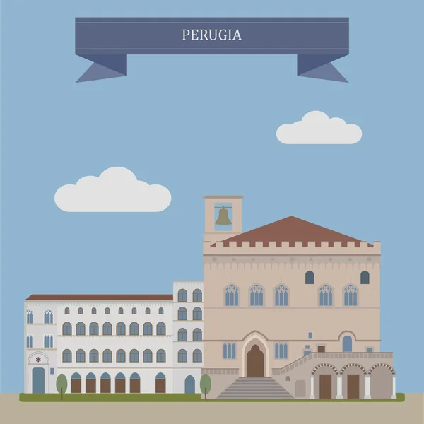 Perugia, city in Italy — Stock Vector