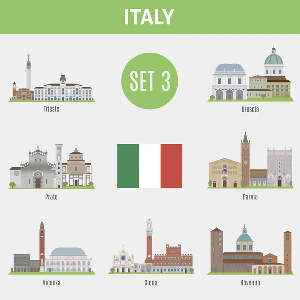 Beroemde plaatsen Italië steden. Set 3 — Stockvector