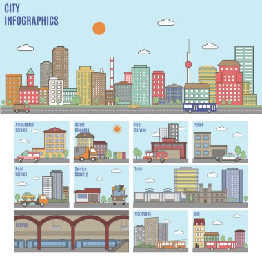City infographics. Transport system clipart