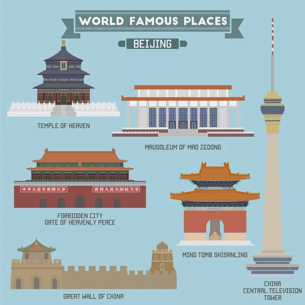 Lieux célèbres à Pékin, Chine — Image vectorielle