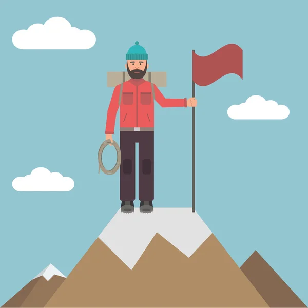 Альпініст на вершині — стоковий вектор