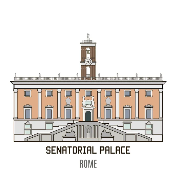 Palacio Senatorial, Roma — Vector de stock