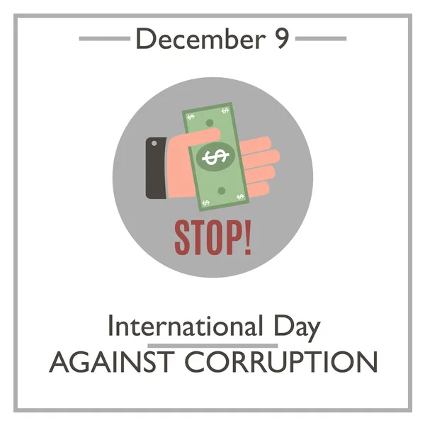 Internationale dag tegen corruptie. 9 december — Stockvector