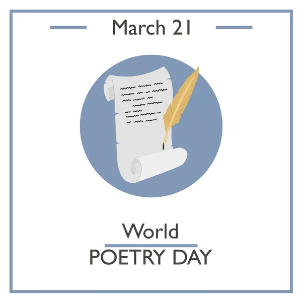 Journée mondiale de la poésie, 21 mars — Image vectorielle