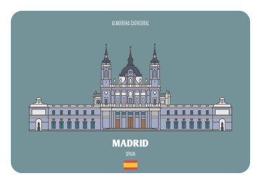 Madrid, İspanya 'daki Almudena Katedrali. Avrupa şehirlerinin mimari sembolleri