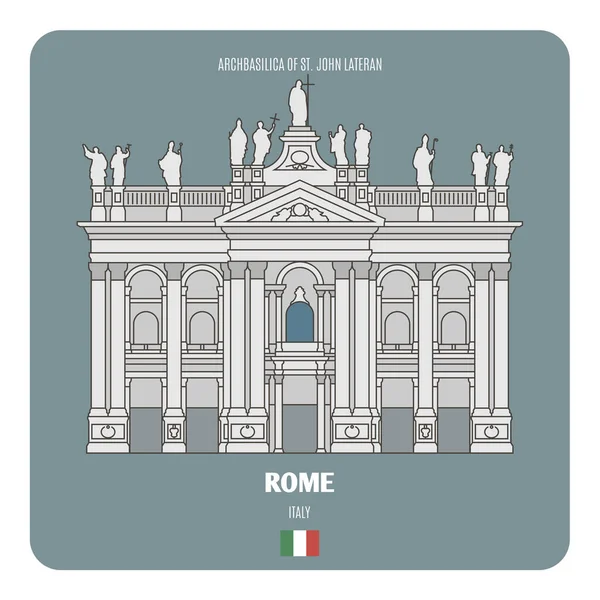 Archbasilica John Lateran Rome Italy Architectural Symbols European Cities — Stock Vector