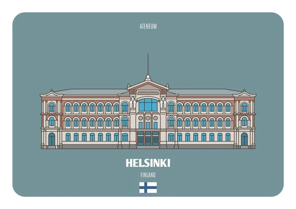 Ateneum Helsinki Finlandia Símbolos Arquitectónicos Las Ciudades Europeas — Vector de stock